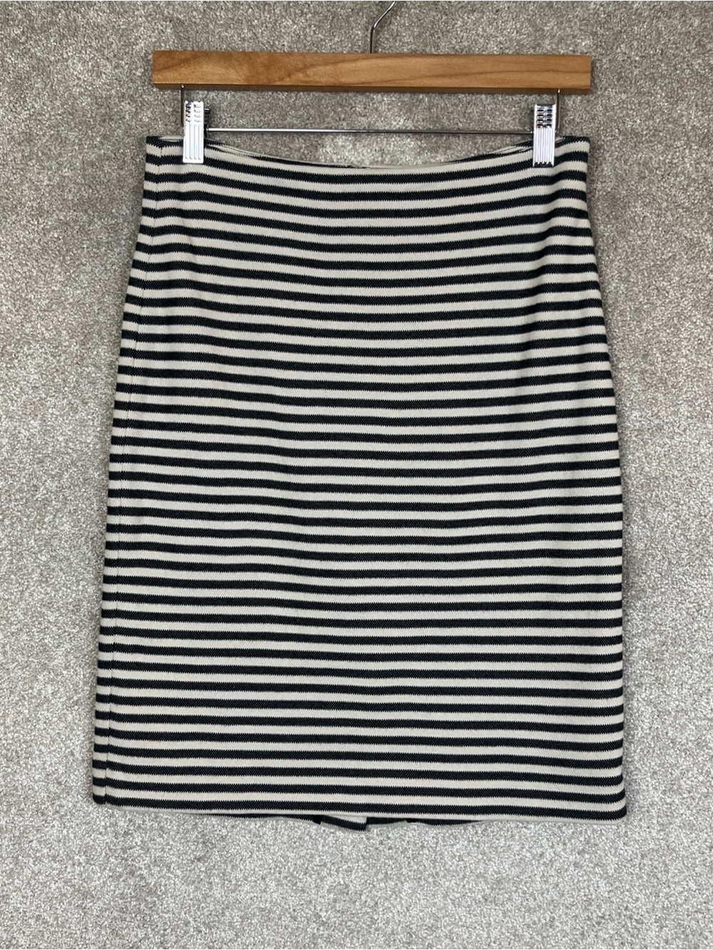 Talbots Skirt Womens 4 Black Beige Stripe Pencil Knee Length Back Zip- 5251